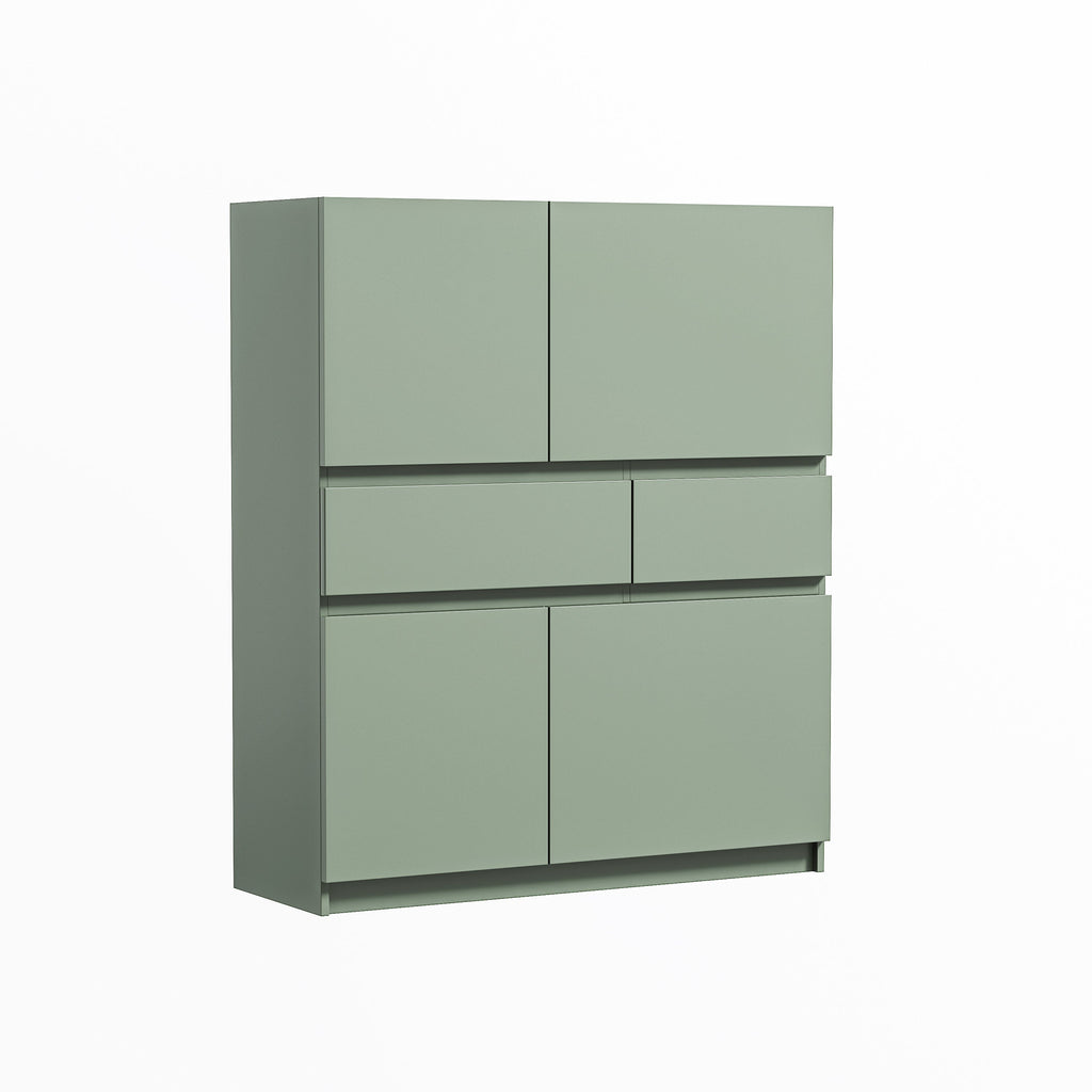Wooden Storage Cabinet with 4 Doors and 2 Drawers