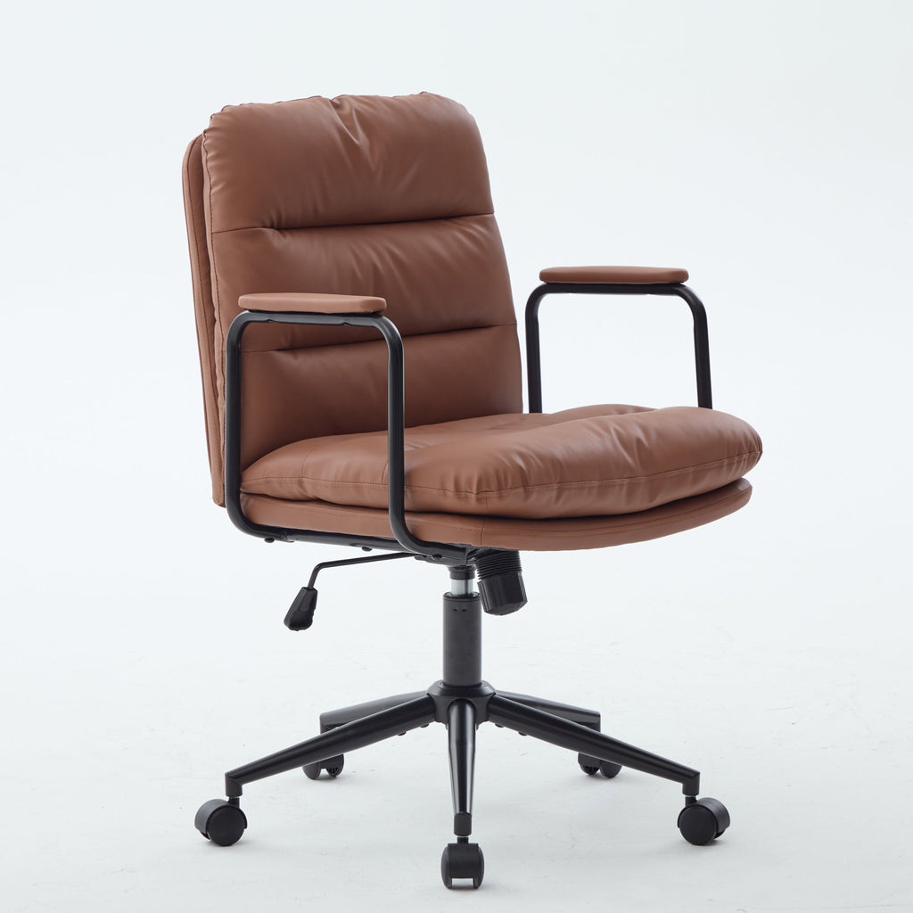 Mid Back Home Office Ergonomic PU Leather Computer Rolling Swivel Chair