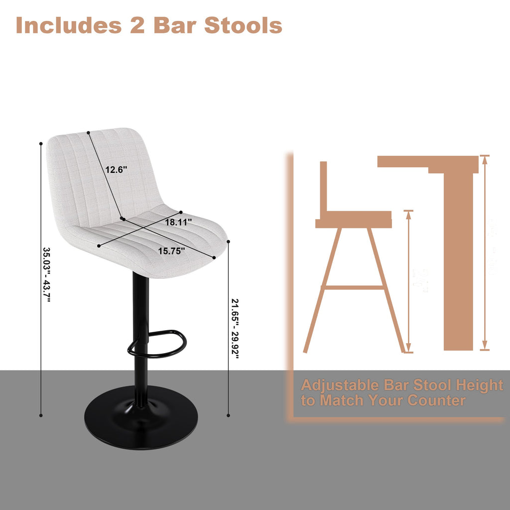 Swivel Bar Stools with Adjustable Height (Set of 2)