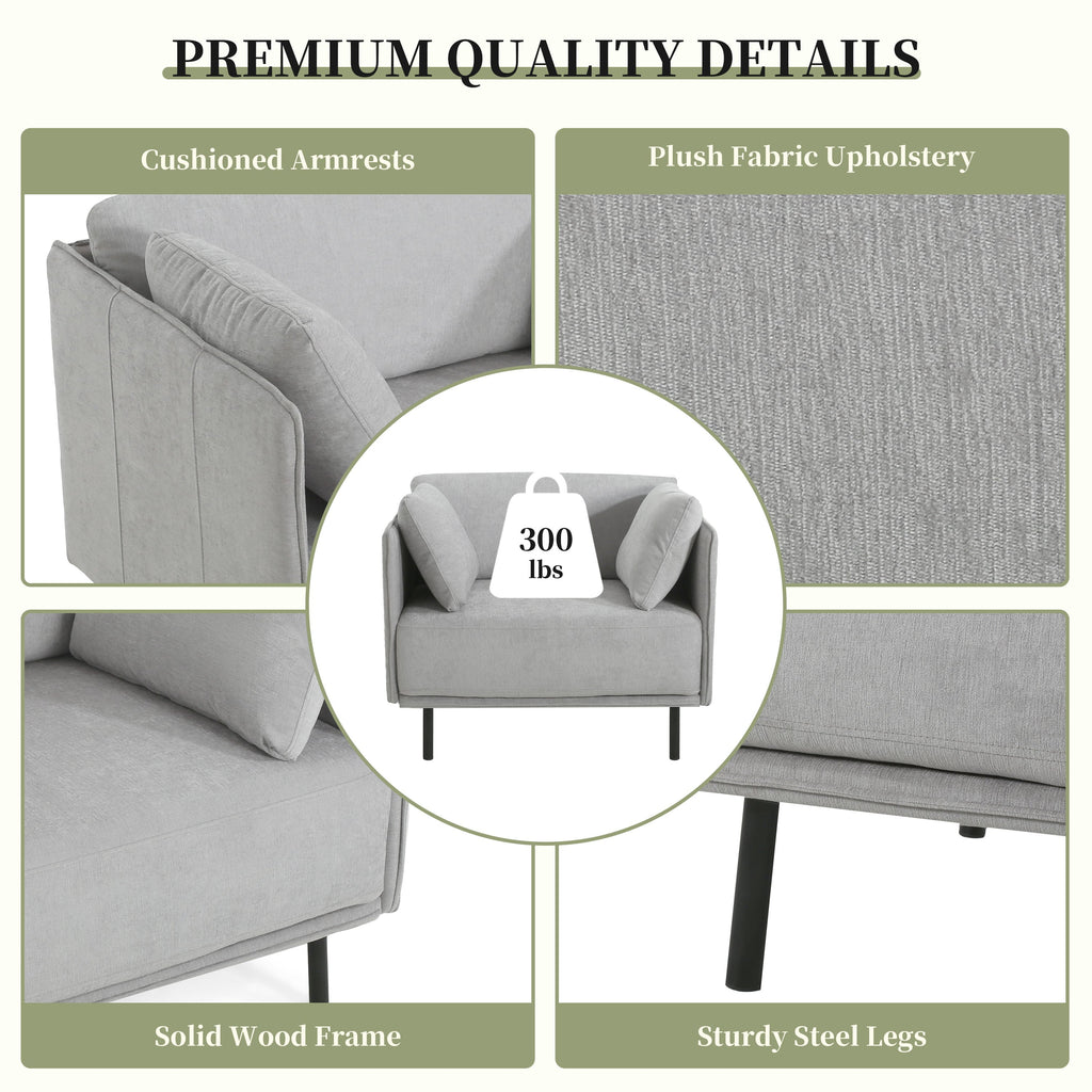 Vintage Grey 39' Lounge Chair with Polyester Upholstery