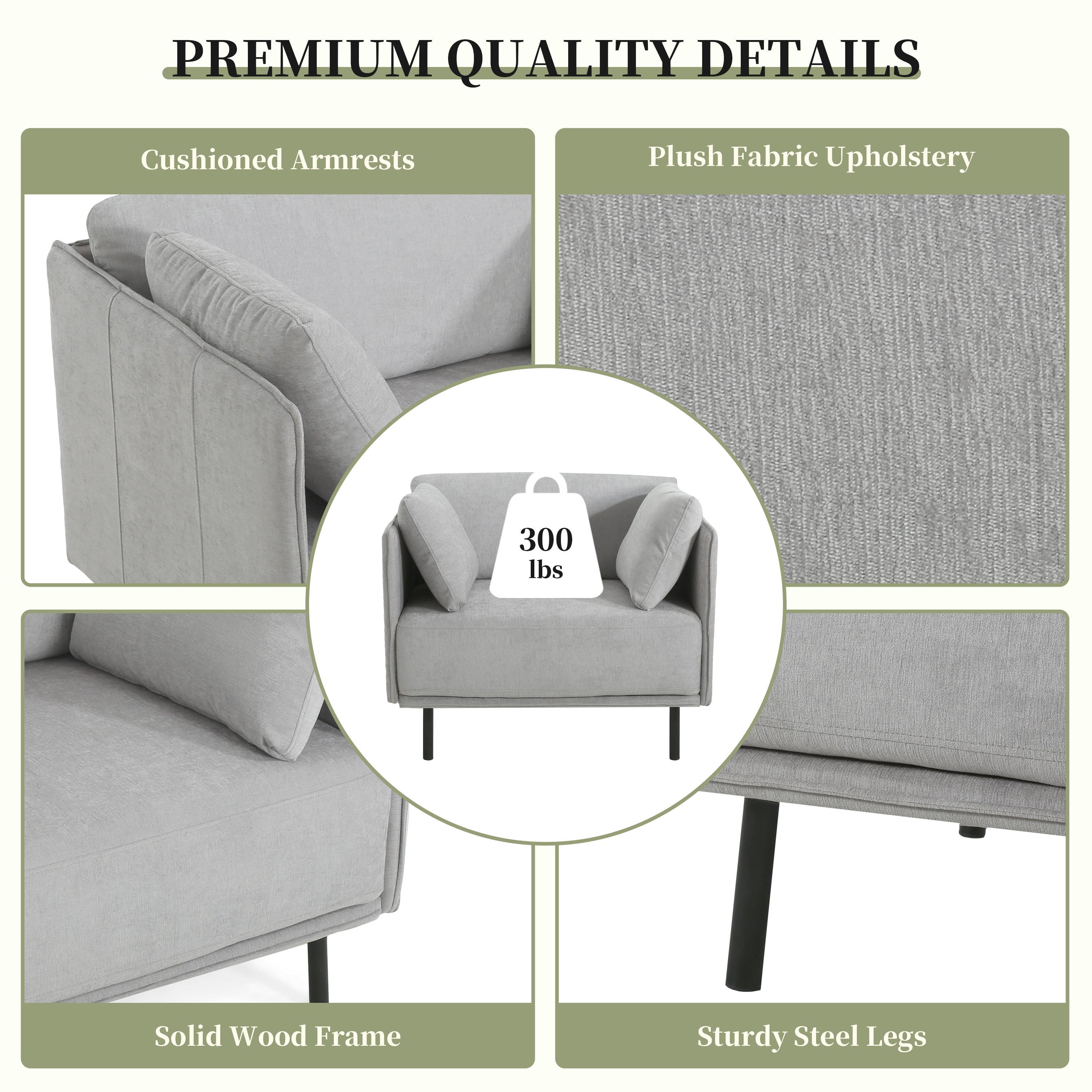 Vintage Grey 39' Lounge Chair with Polyester Upholstery