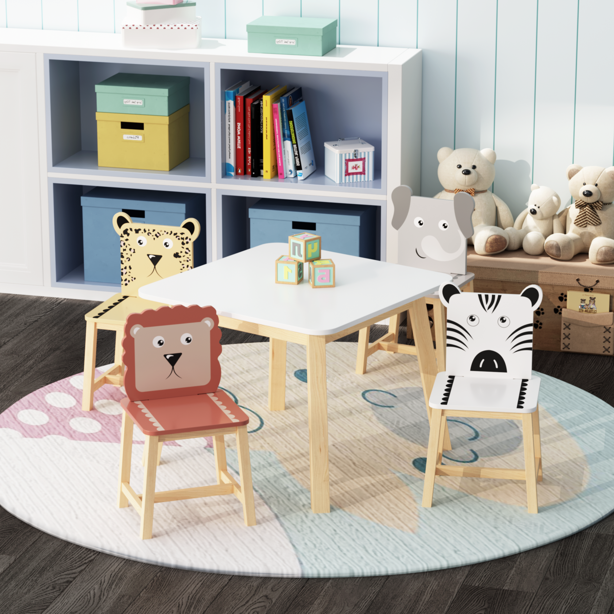 5 Piece Kiddy Table and Chair Set with 4 Chairs