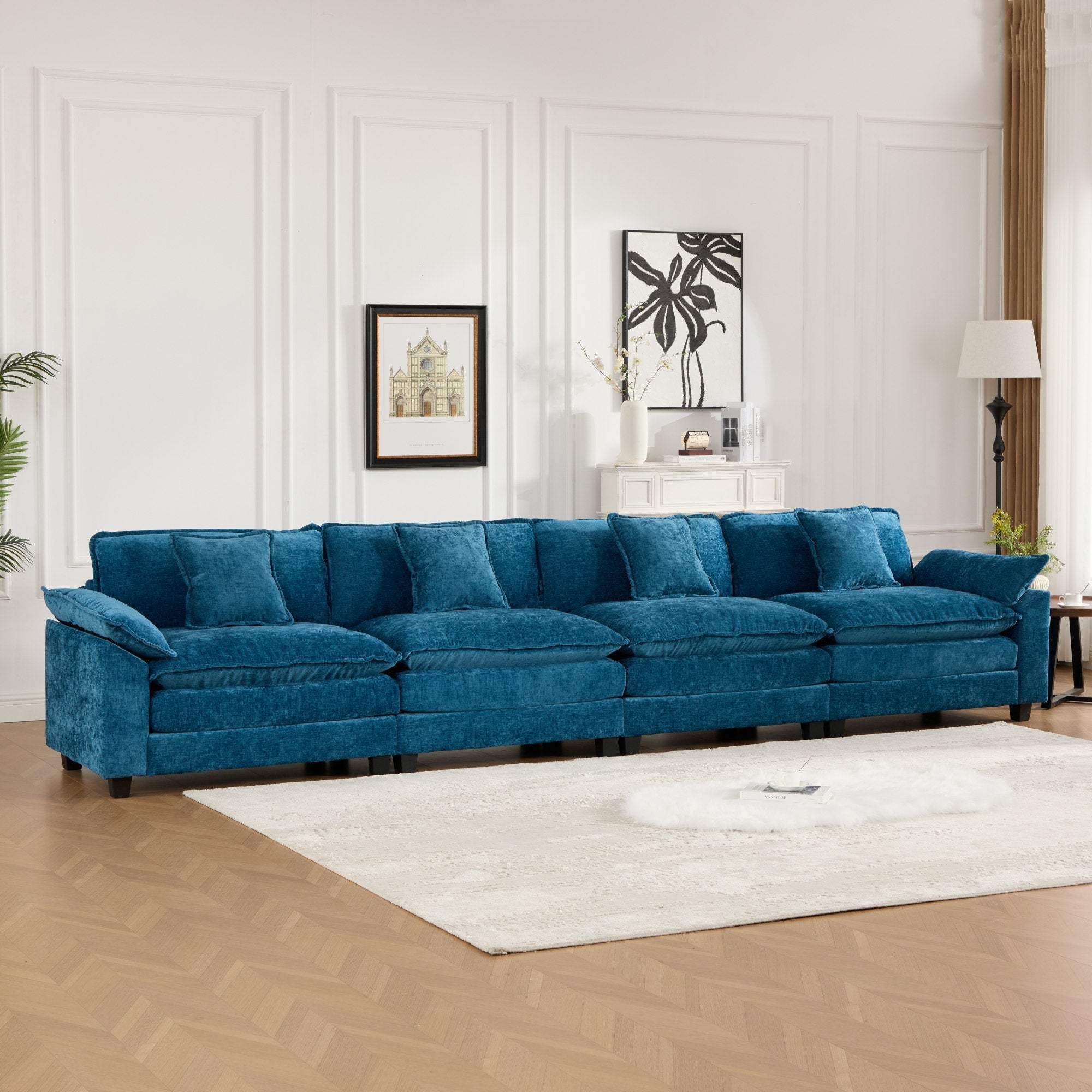 Modern Comfy Upholstered Seat Cushion Sectional Couch (Ottoman is Not Included)