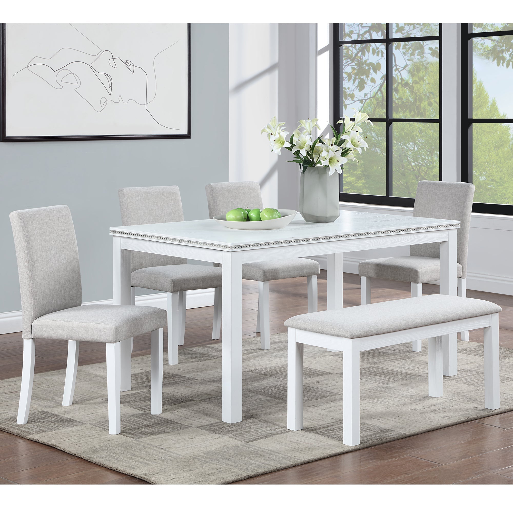 6 Piece Wooden Dining Table Set