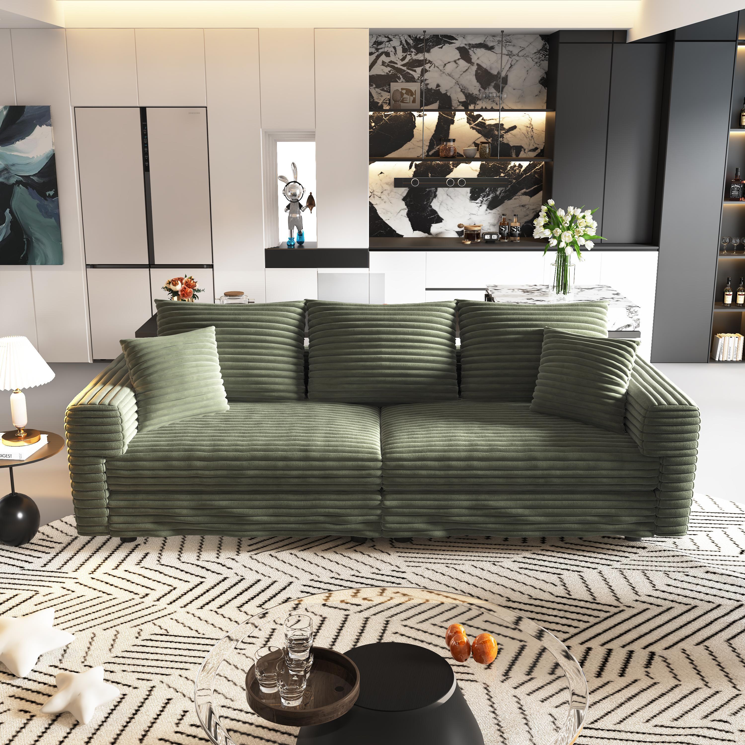 82.7' Modern Comfy Cloud Couch Sofa with Soft Pillows + Ottomans Option