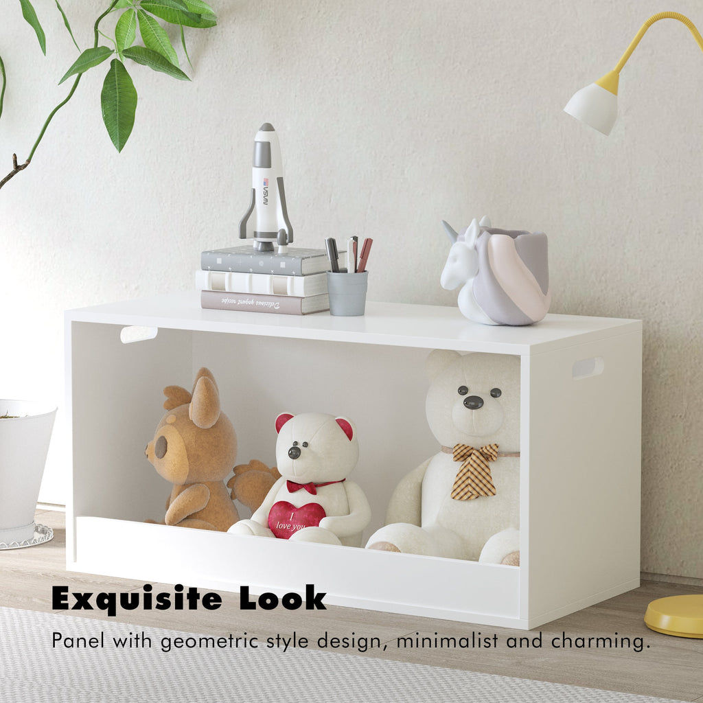 White Wooden Open Toy Storage Box for Kids