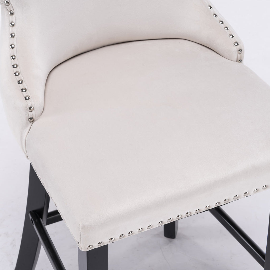 Leisure Style Velvet Upholstered Wing-Back Barstools (Set of 2)