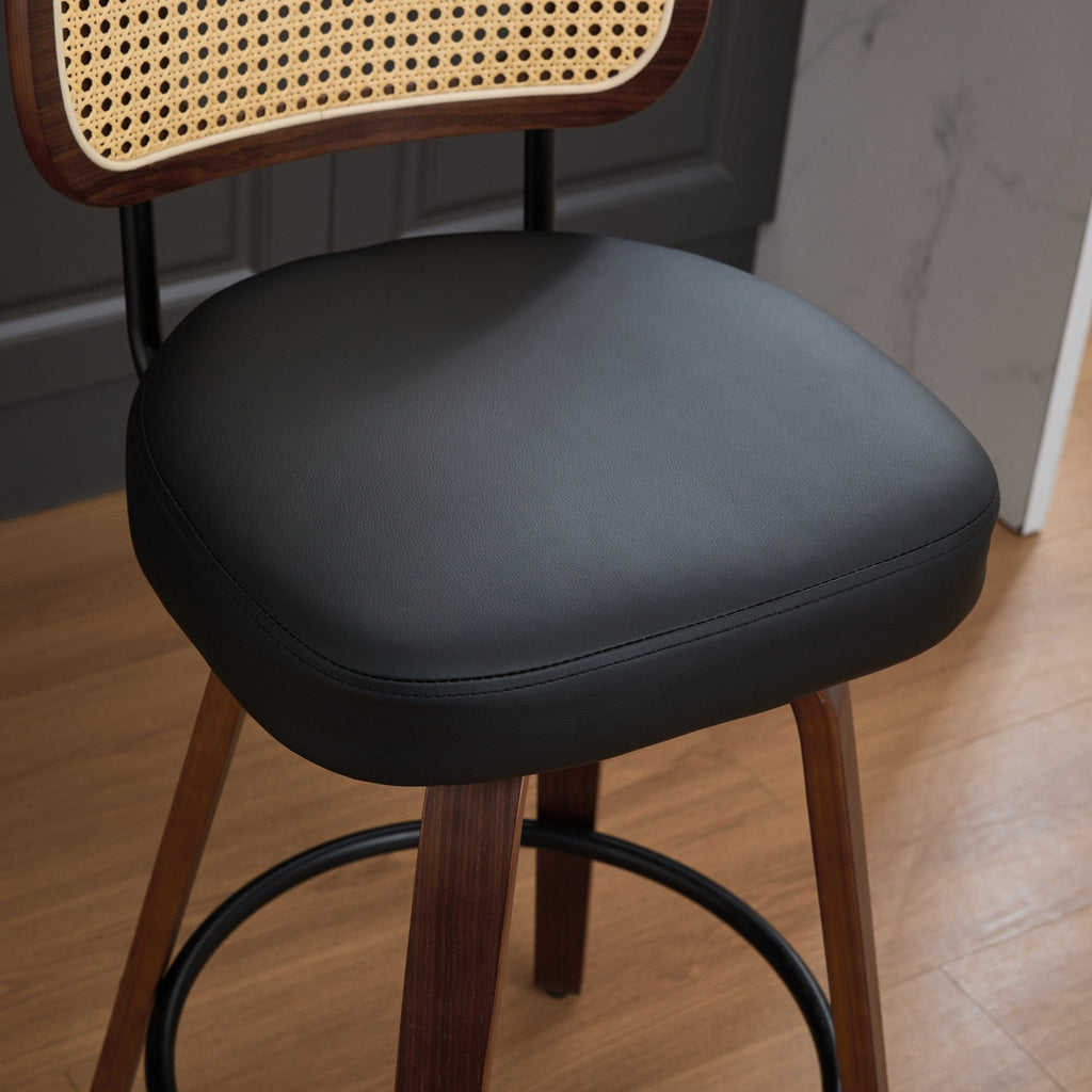 26 Inch Rattan Counter Height Stools with Cane Back (Set of 3)