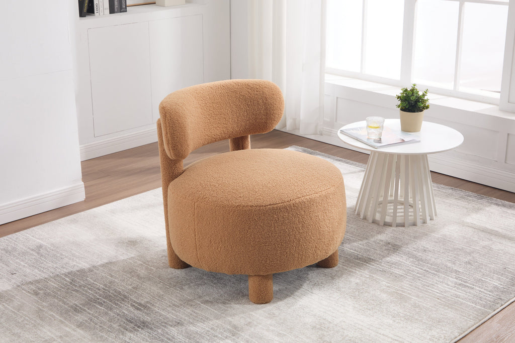 Fur/Teddy Fabric Armless Accent Chair with Curved Backrest