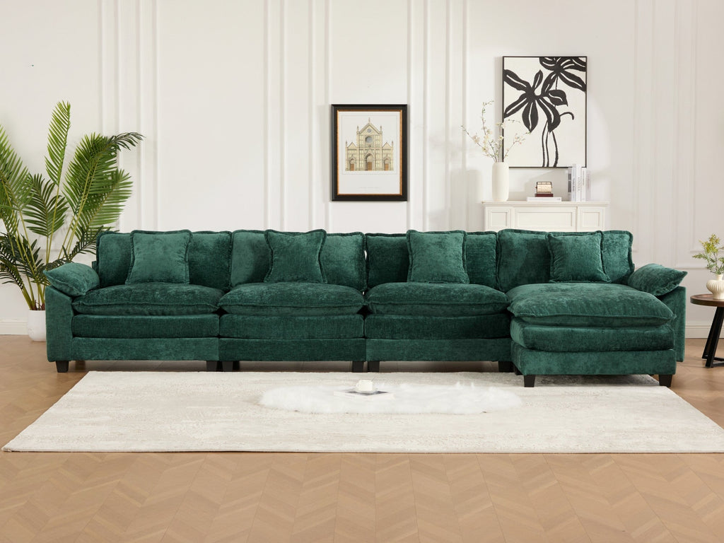 Modern Comfy Upholstered Seat Cushion Sectional Couch (Ottoman is Not Included)