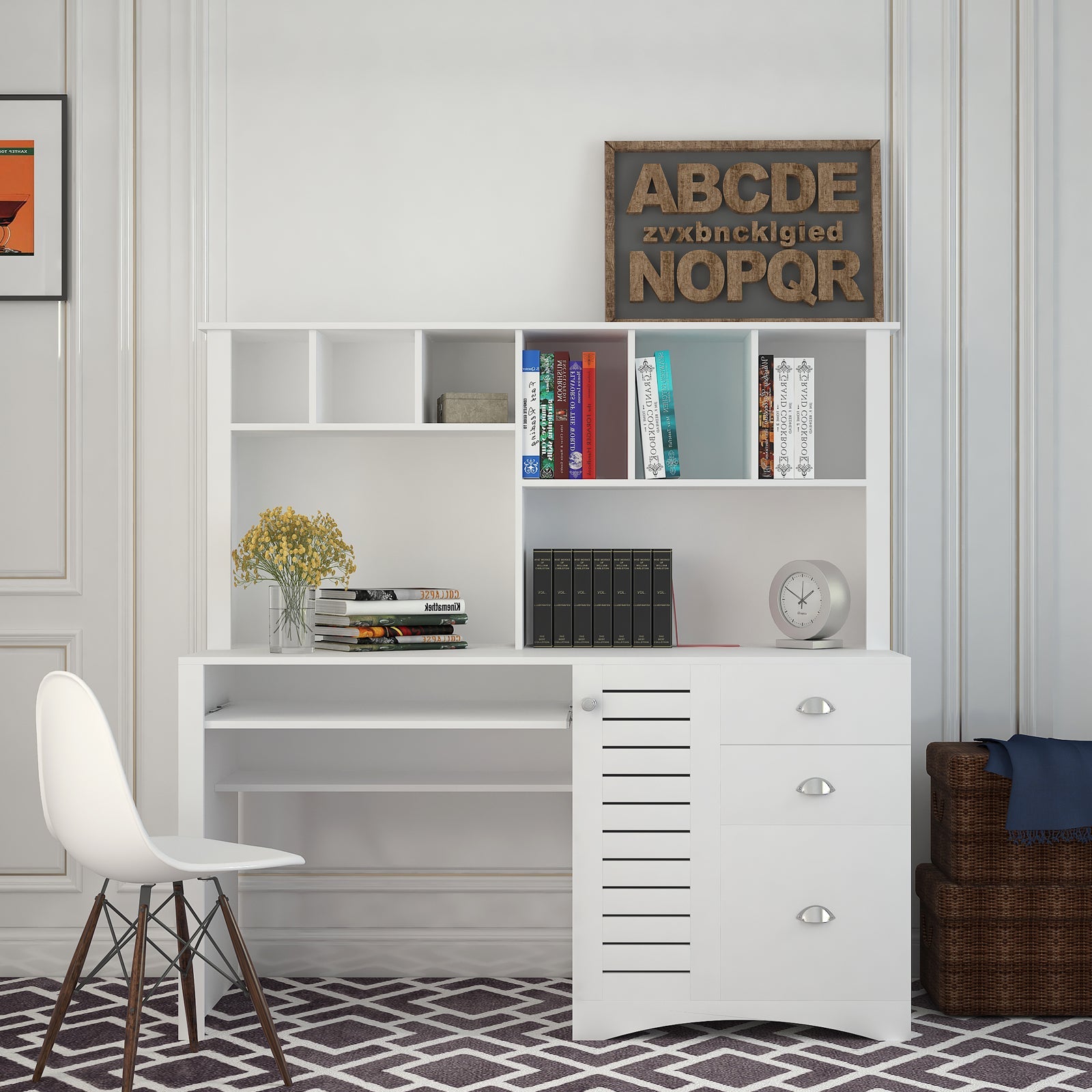 Home Office Computer Desk with Hutch