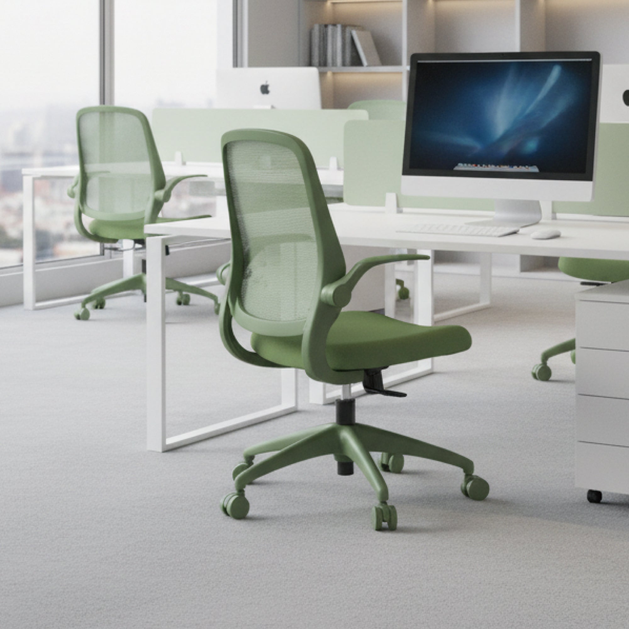 Colorful Ergonomic Office Chair with Flip-Up Armrests