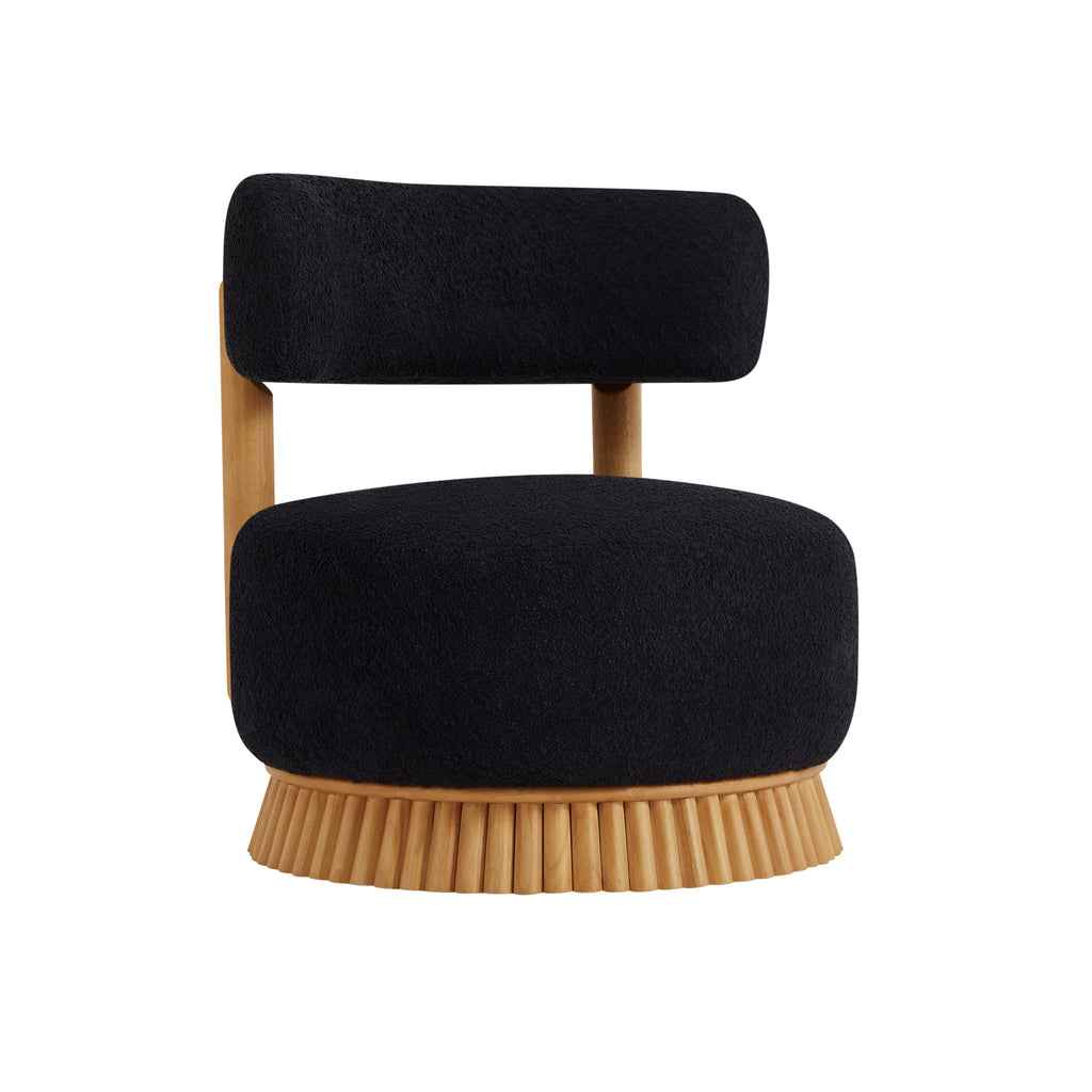 Modern Armless Chair with Wooden Base Featuring Thatched Roof Rod Design