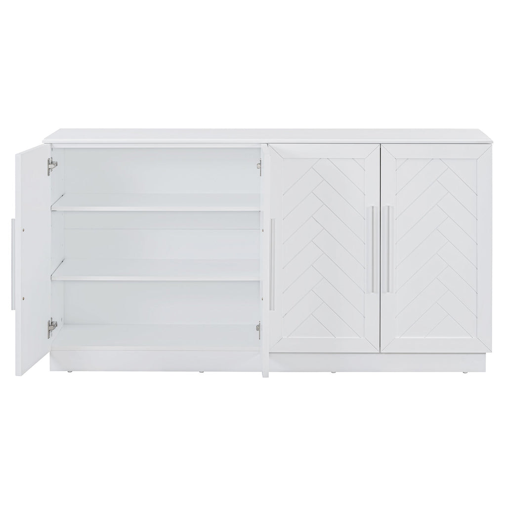 Buffet Cabinet with Adjustable Shelves and Silver Handles