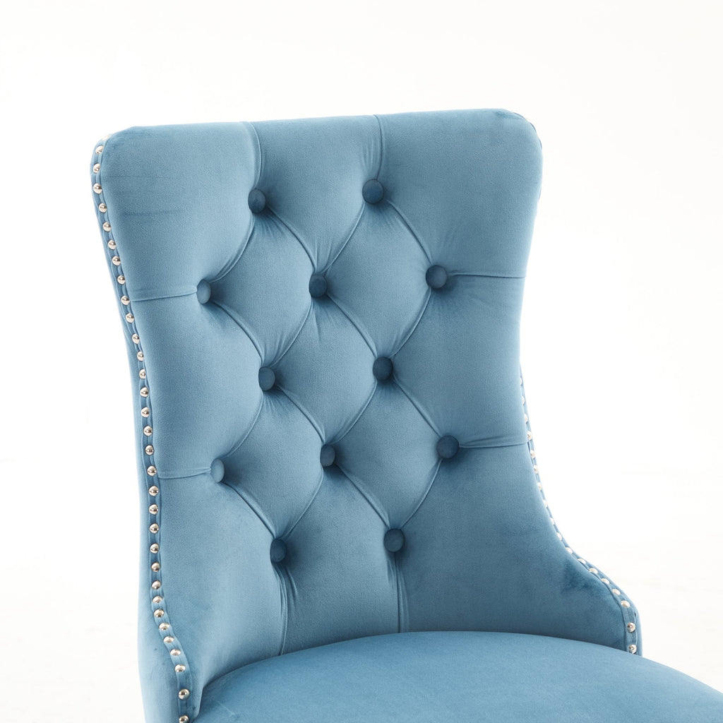 Modern High-end Tufted Solid Wood Velvet Dining Chairs (Set of 2)