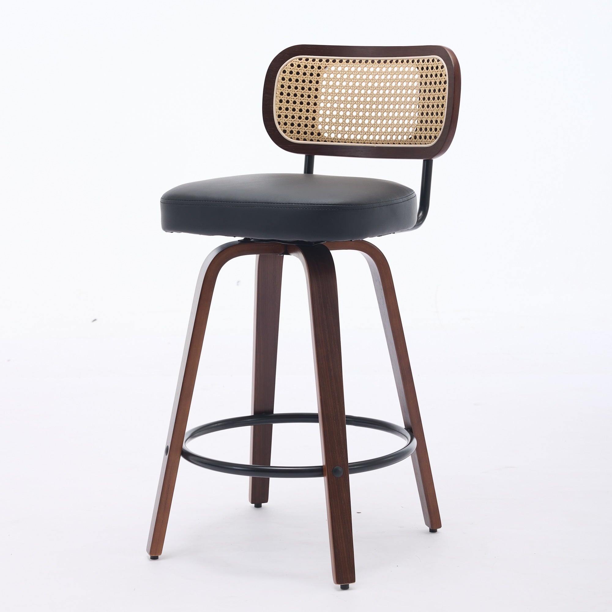 26 Inch Rattan Counter Height Stools with Cane Back (Set of 3)