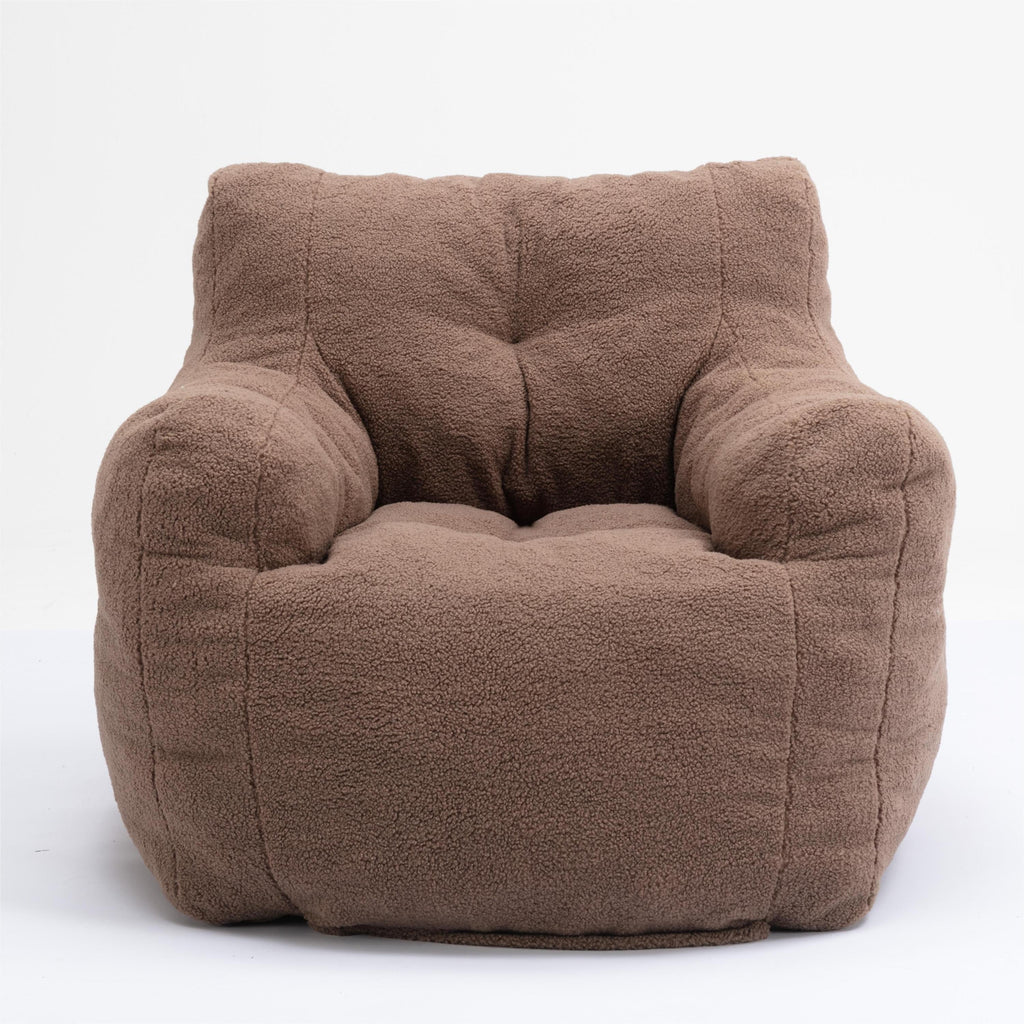 Teddy Fabric Tufted Foam Bean Bag Chair with Memory Sponge