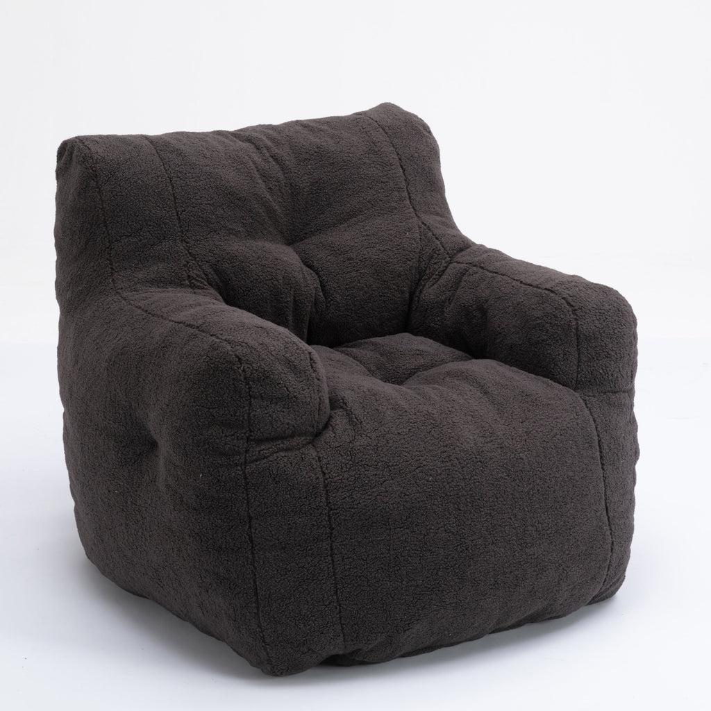 Teddy Fabric Tufted Foam Bean Bag Chair with Memory Sponge