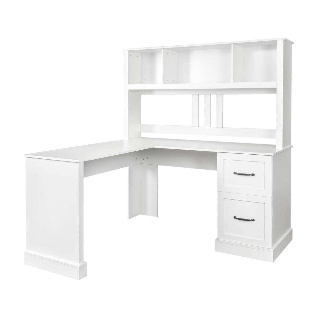 Space-Saving Home Office Computer Workstation with Storage Shelves