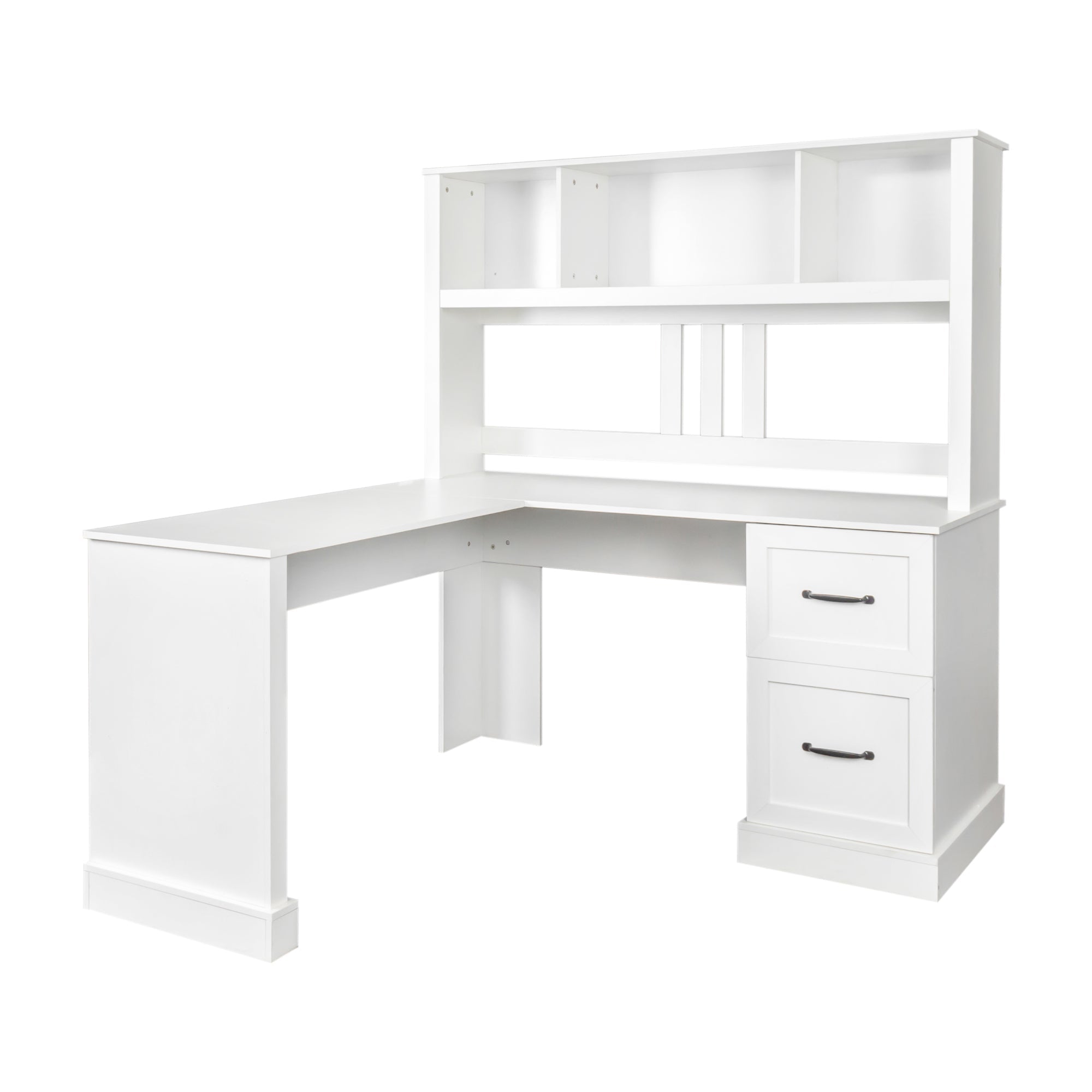 Space-Saving Home Office Computer Workstation with Storage Shelves