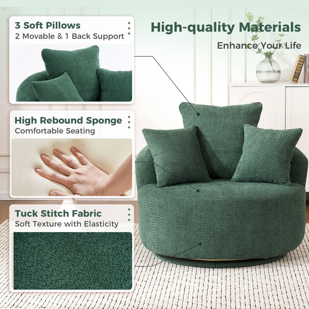 360° Swivel Round Upholstered Sofa Chair