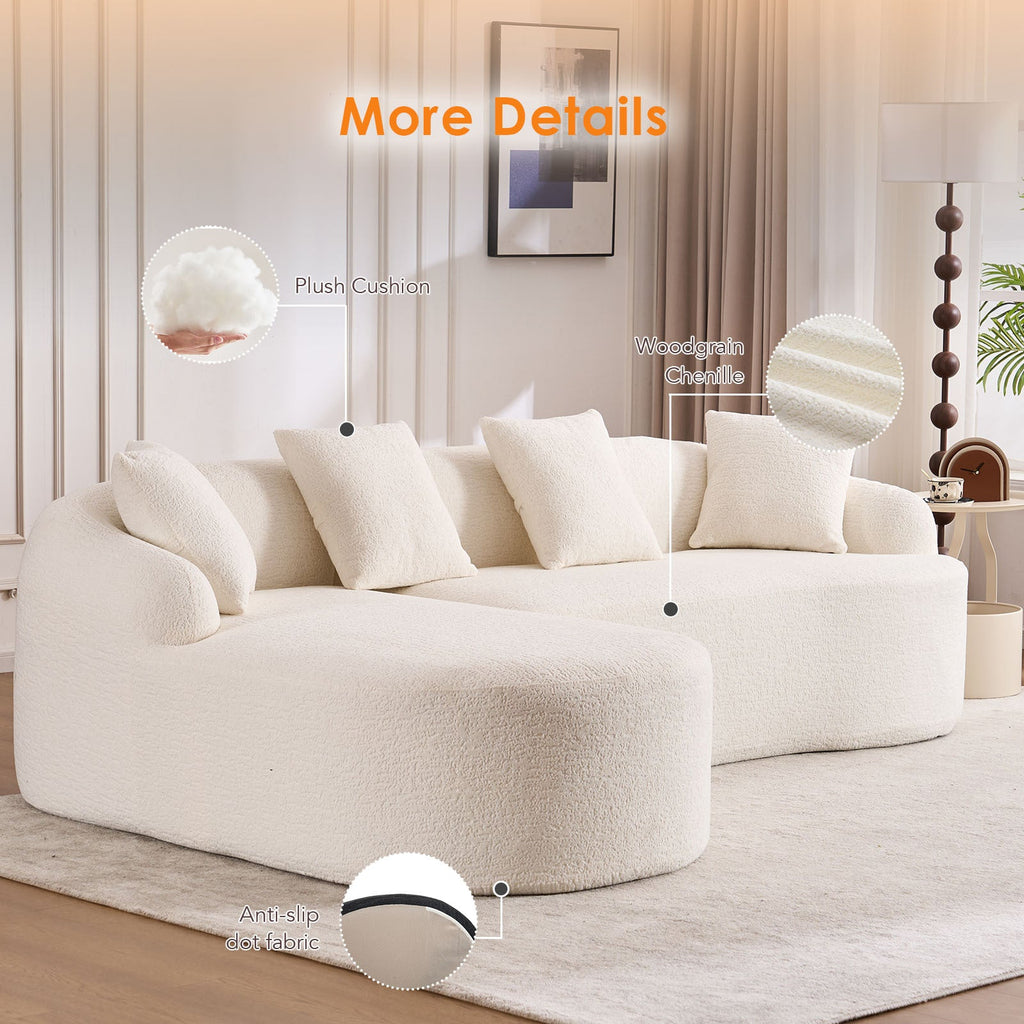 Boneless L-Shape Sectional Sofa with Curved Chaise