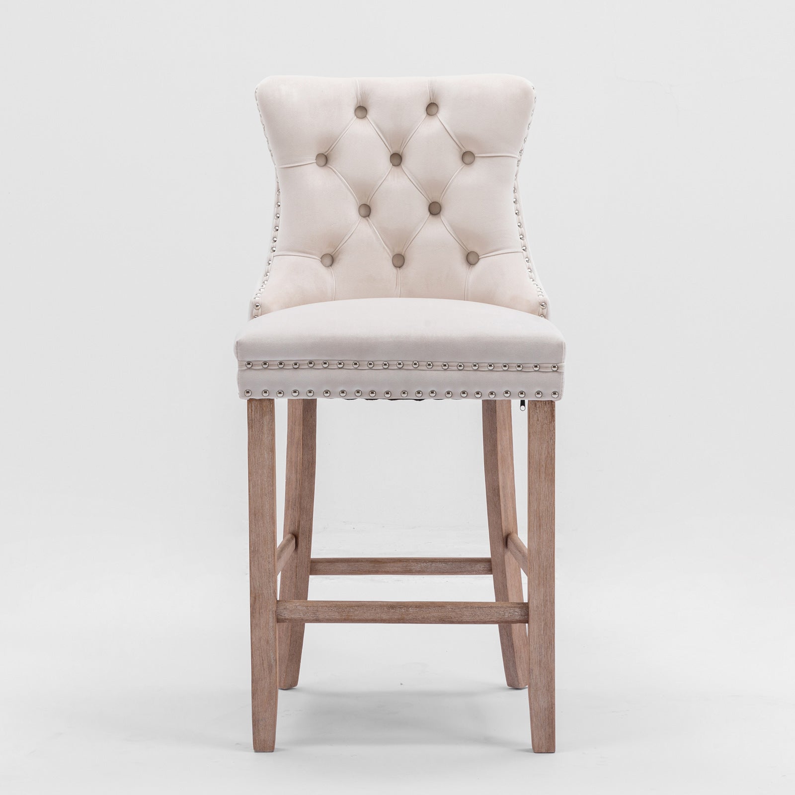 Contemporary Velvet Upholstered Barstools with Button Tufted Decoration (Set of 2)