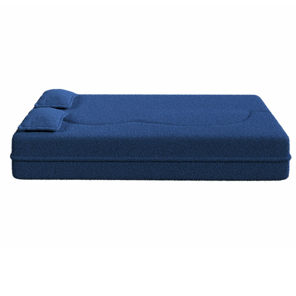 Modern Convertible Teddy Fabric Sofa with 2 Pillows