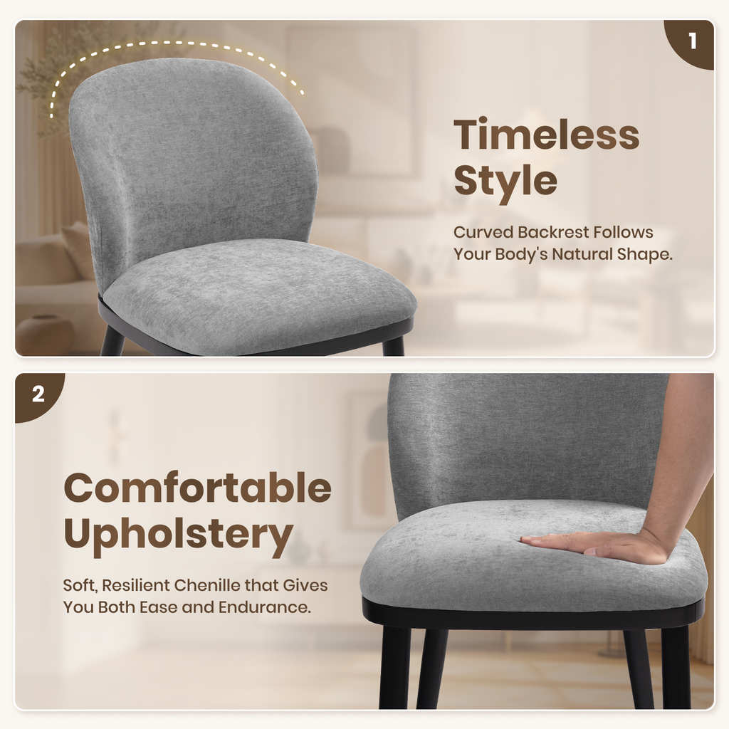Firmoz Modern Armless Dining Chairs with Solid Wood Frame & Chenille Upholstery