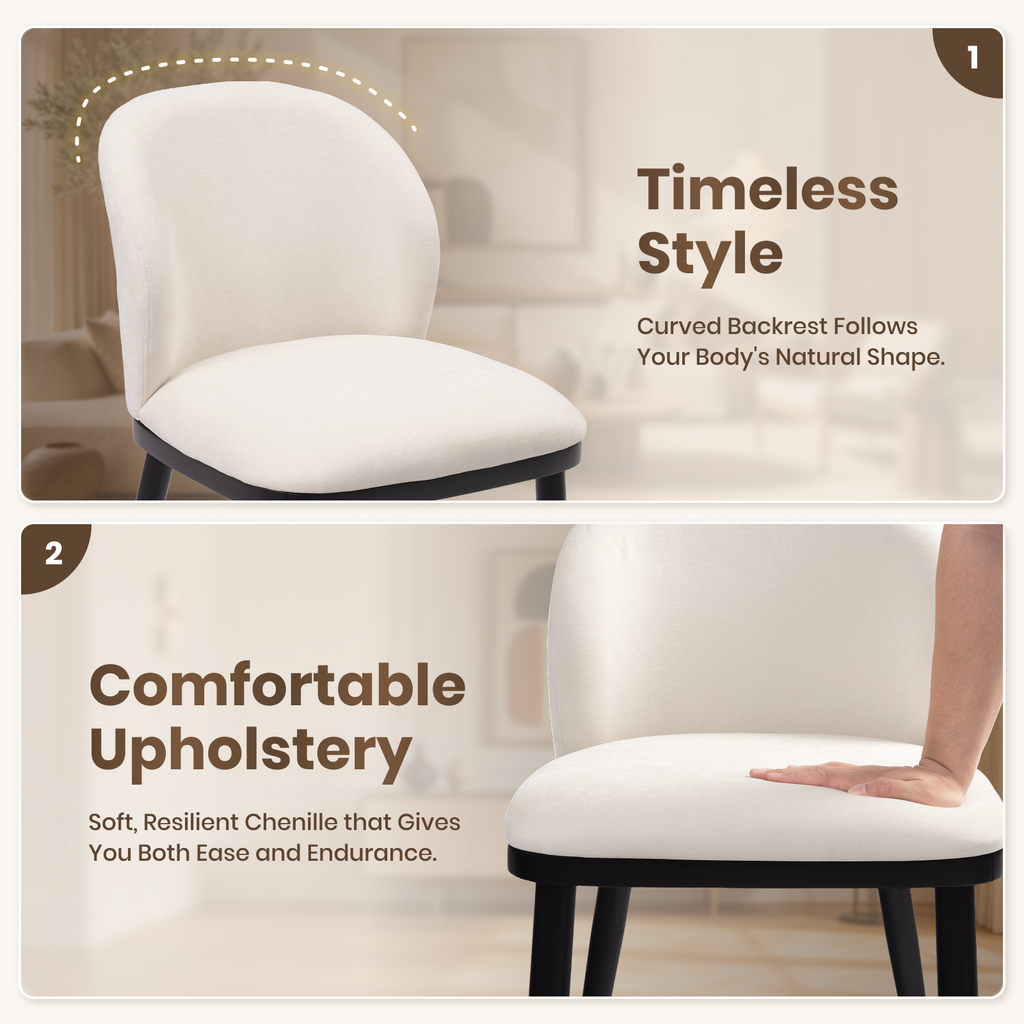 Firmoz Modern Armless Dining Chairs with Solid Wood Frame & Chenille Upholstery