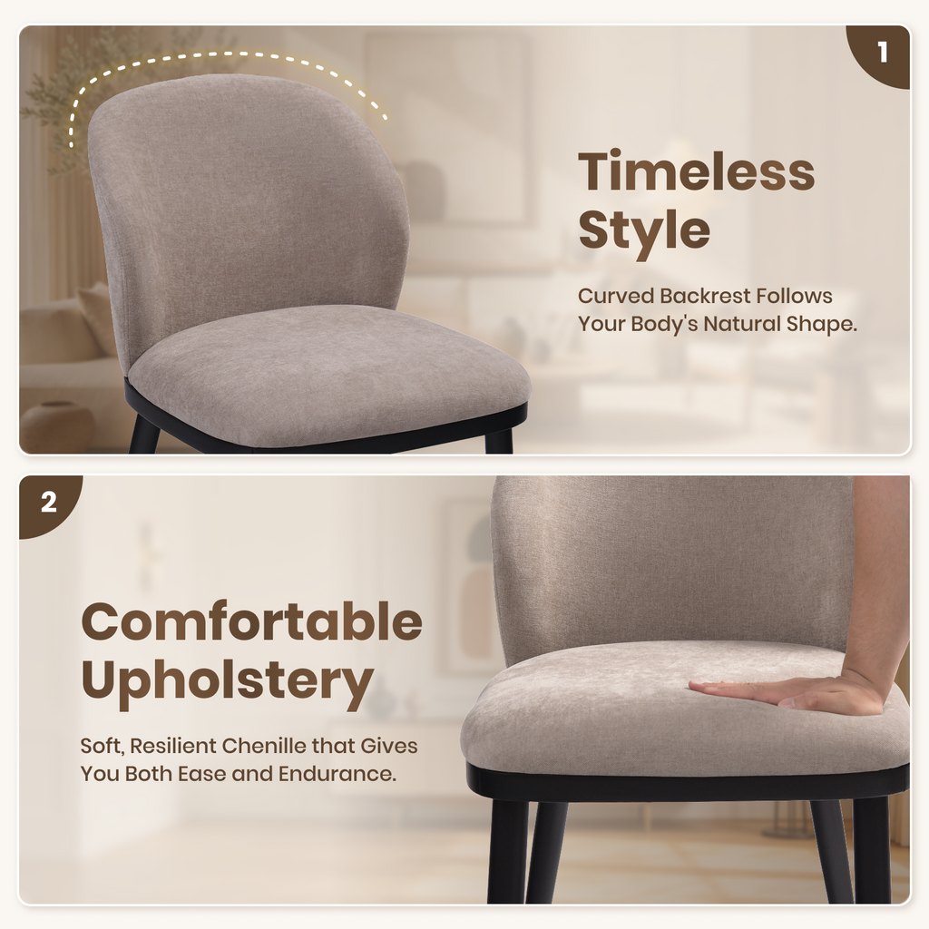 Firmoz Modern Armless Dining Chairs with Solid Wood Frame & Chenille Upholstery