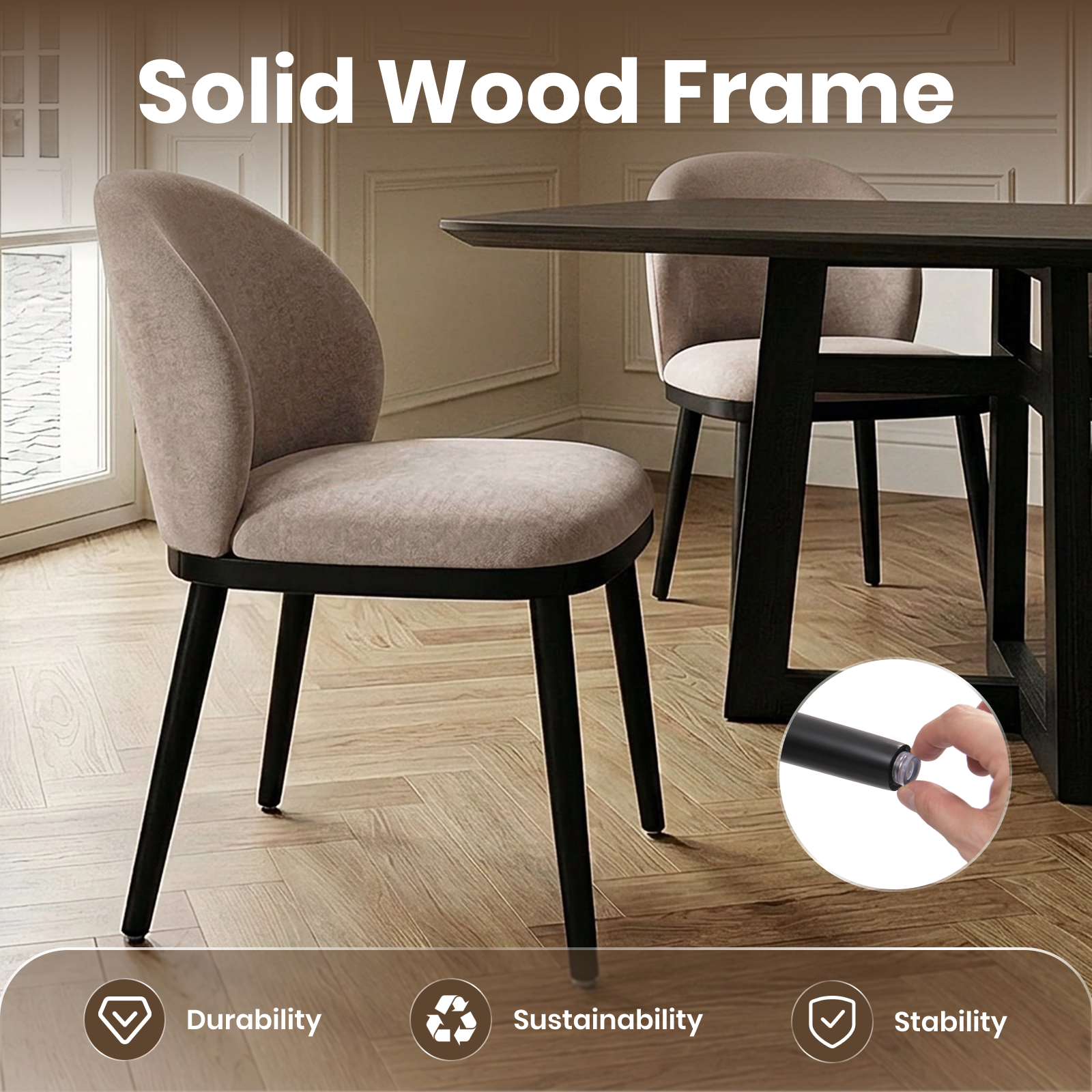 Firmoz Modern Armless Dining Chairs with Solid Wood Frame & Chenille Upholstery