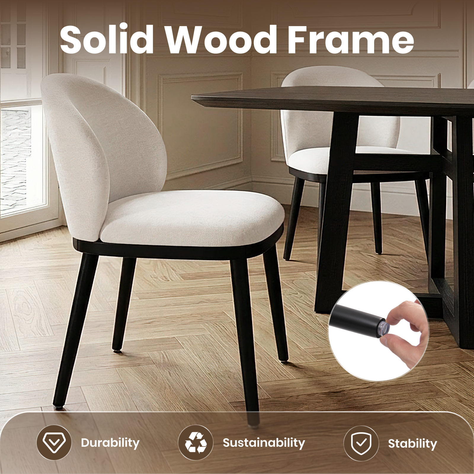 Firmoz Modern Armless Dining Chairs with Solid Wood Frame & Chenille Upholstery