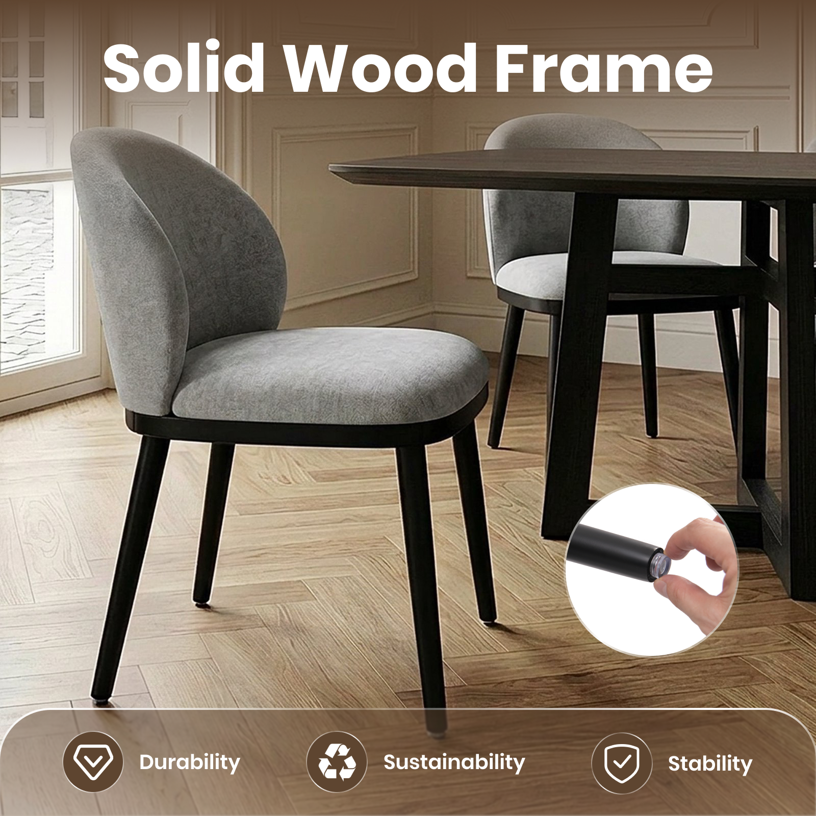 Firmoz Modern Armless Dining Chairs with Solid Wood Frame & Chenille Upholstery