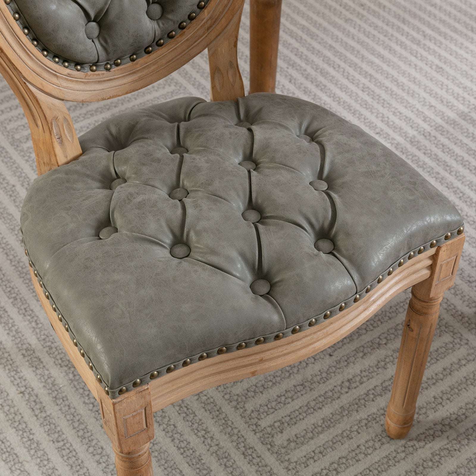 French Style Antique Painting PU Dining Chairs (Set of 2)