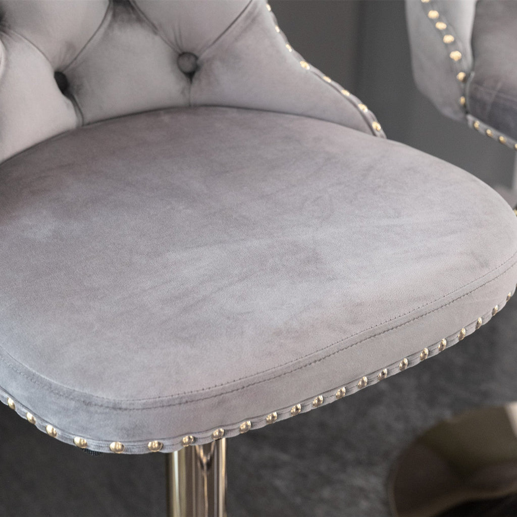 Modern Golden Swivel Velvet Barstools（Set of 2）