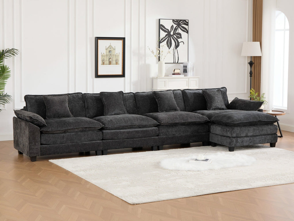 Modern Comfy Upholstered Seat Cushion Sectional Couch (Ottoman is Not Included)