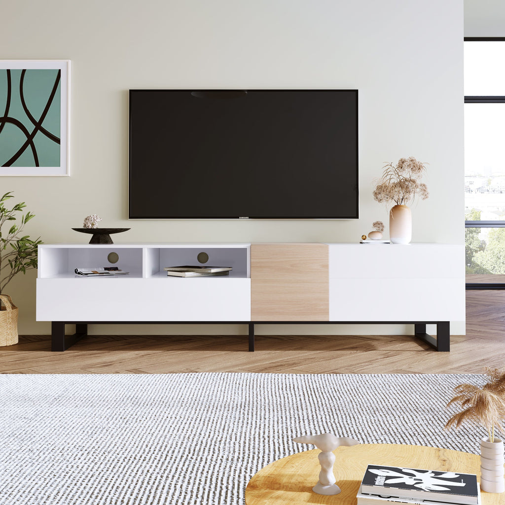 Modern TV Stand for 80'' TV with Double Storage Space