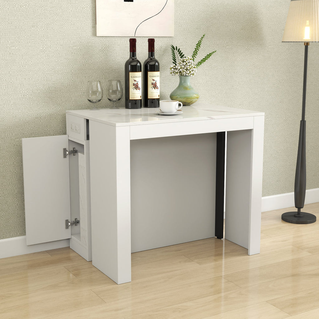 Modern Multifunctional Extendable Dining Table with Outlet