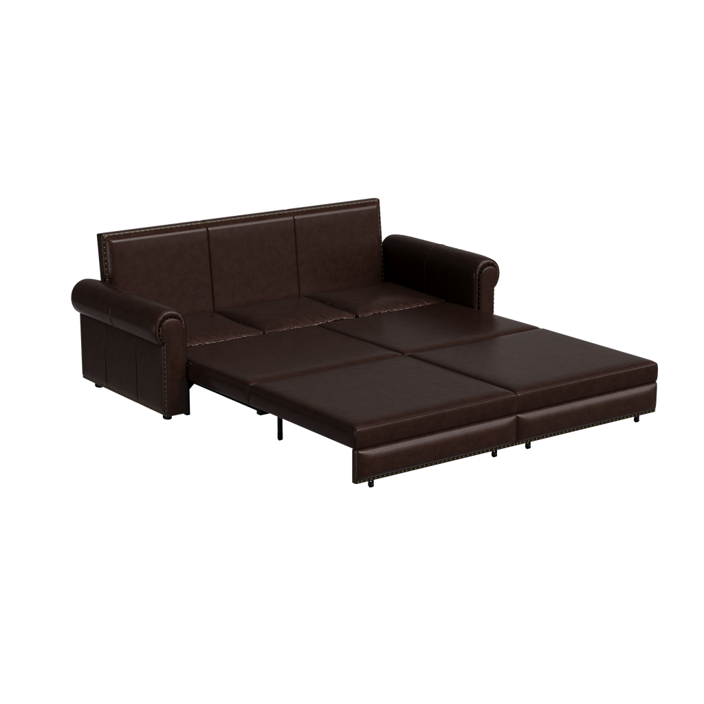3-in-1 Faux Leather Convertible Sleeper Sofa Bed