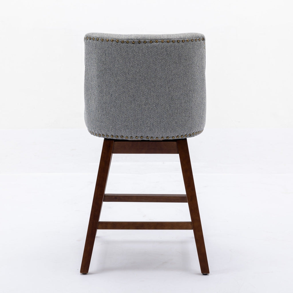 Upholstered Swivel Counter Height Bar Stools with Nailhead Trim (Set of 2)