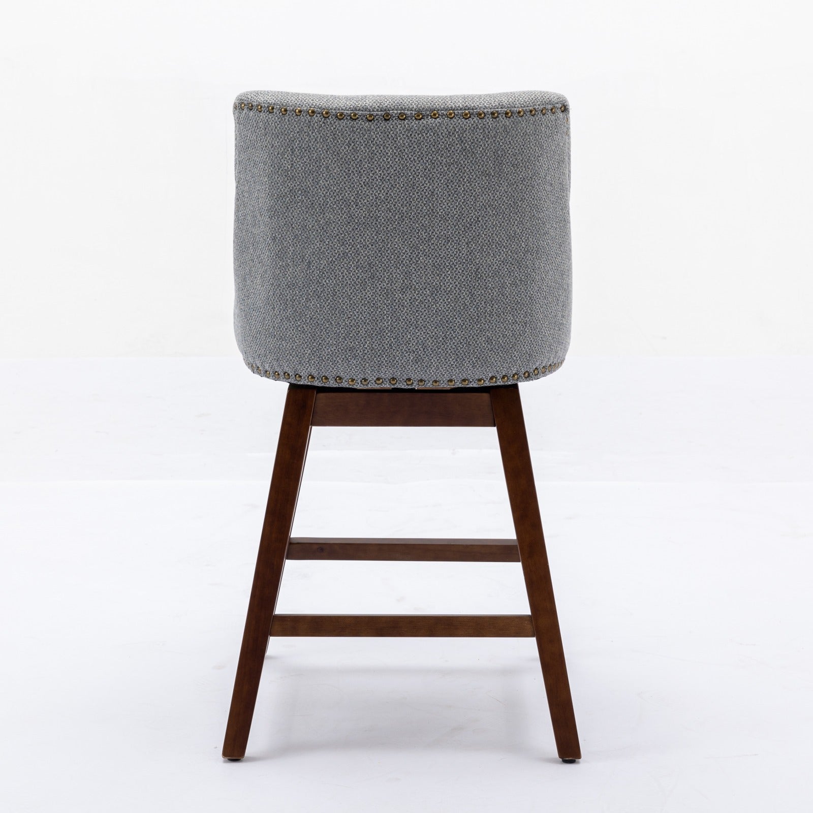 Upholstered Swivel Counter Height Bar Stools with Nailhead Trim (Set of 2)