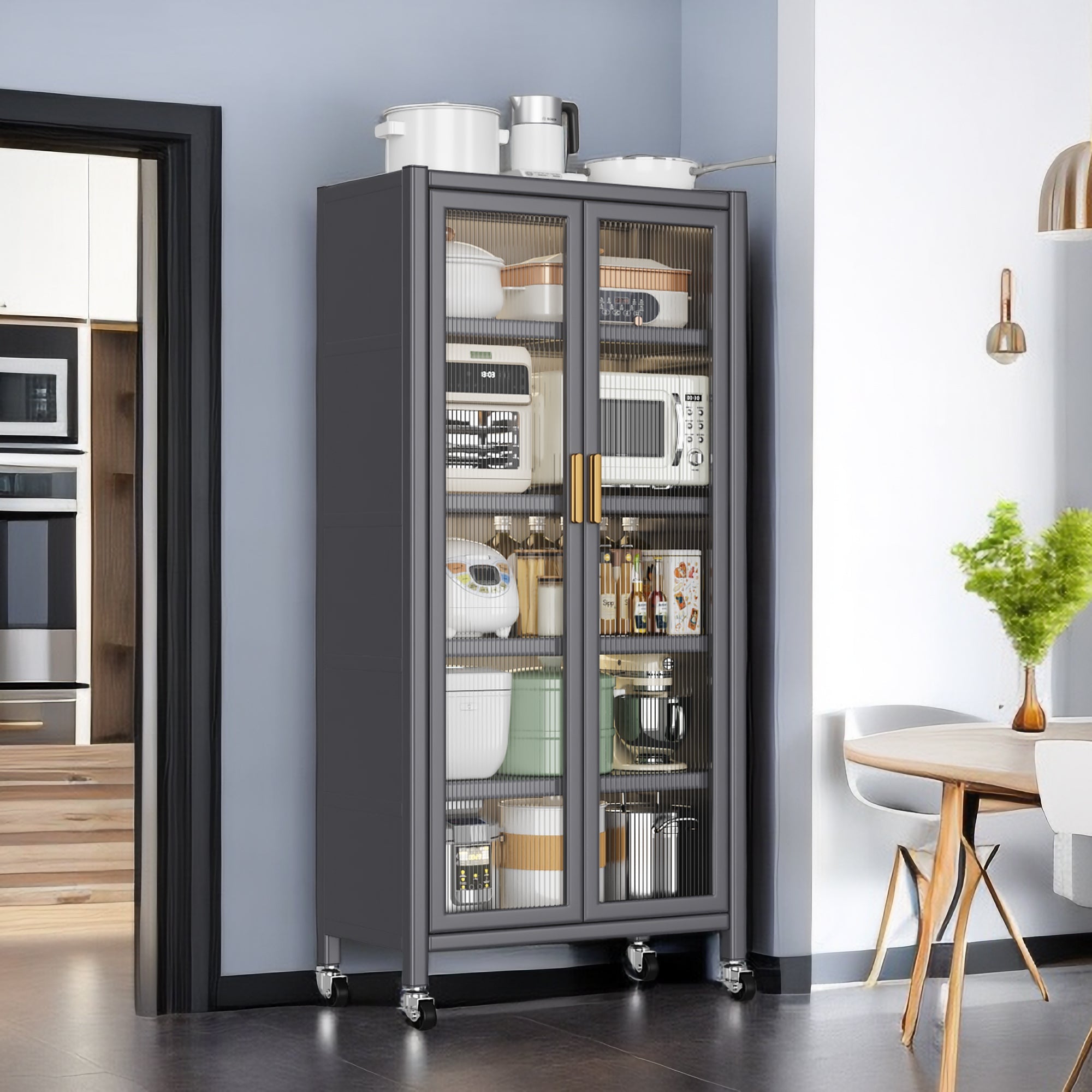 Open-door Kitchen Shelving Storage Cabinets