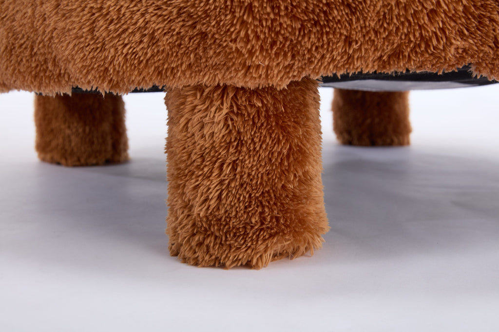 Fur/Teddy Fabric Armless Accent Chair with Curved Backrest