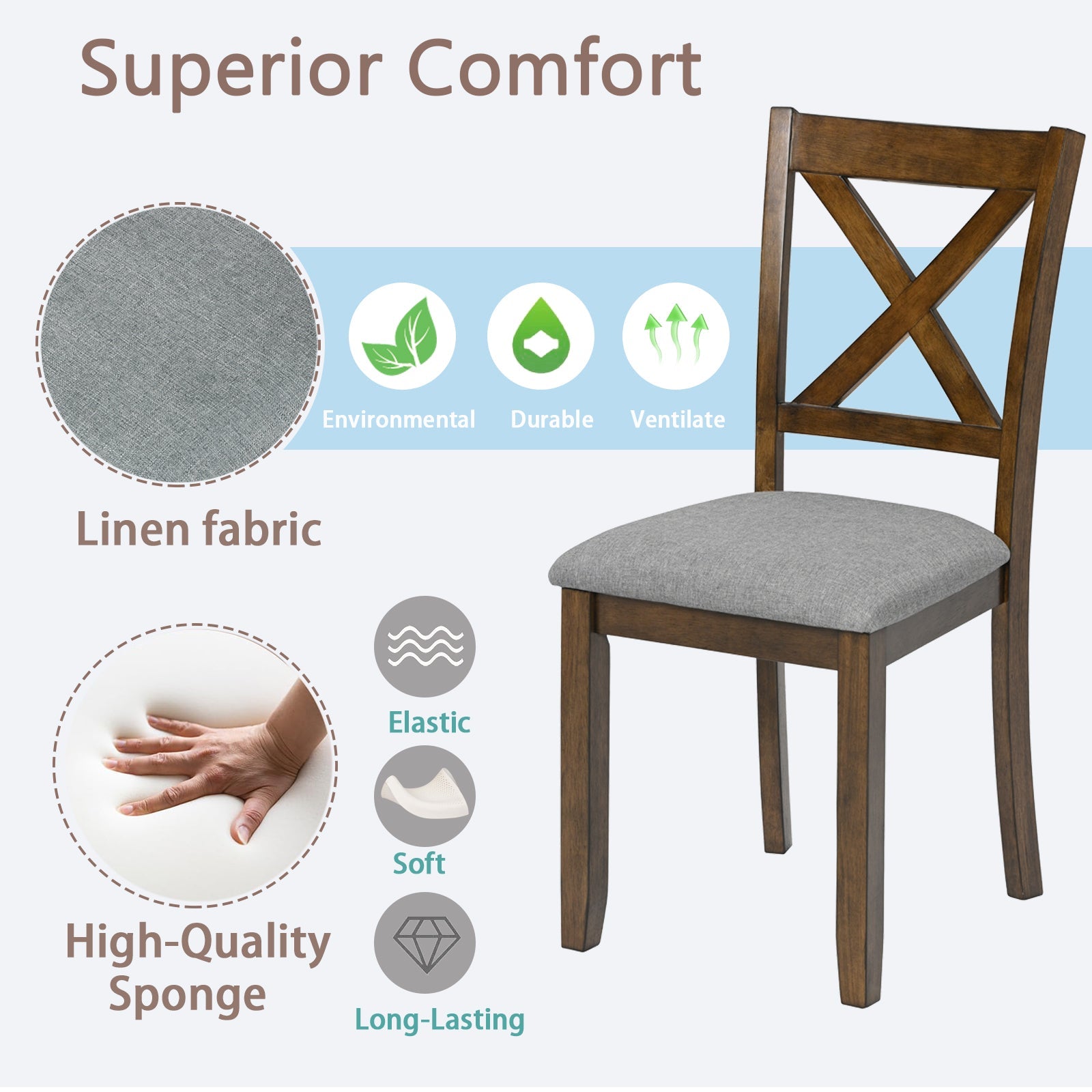 Kitchen Chair with Padded Seat (Set of 4)