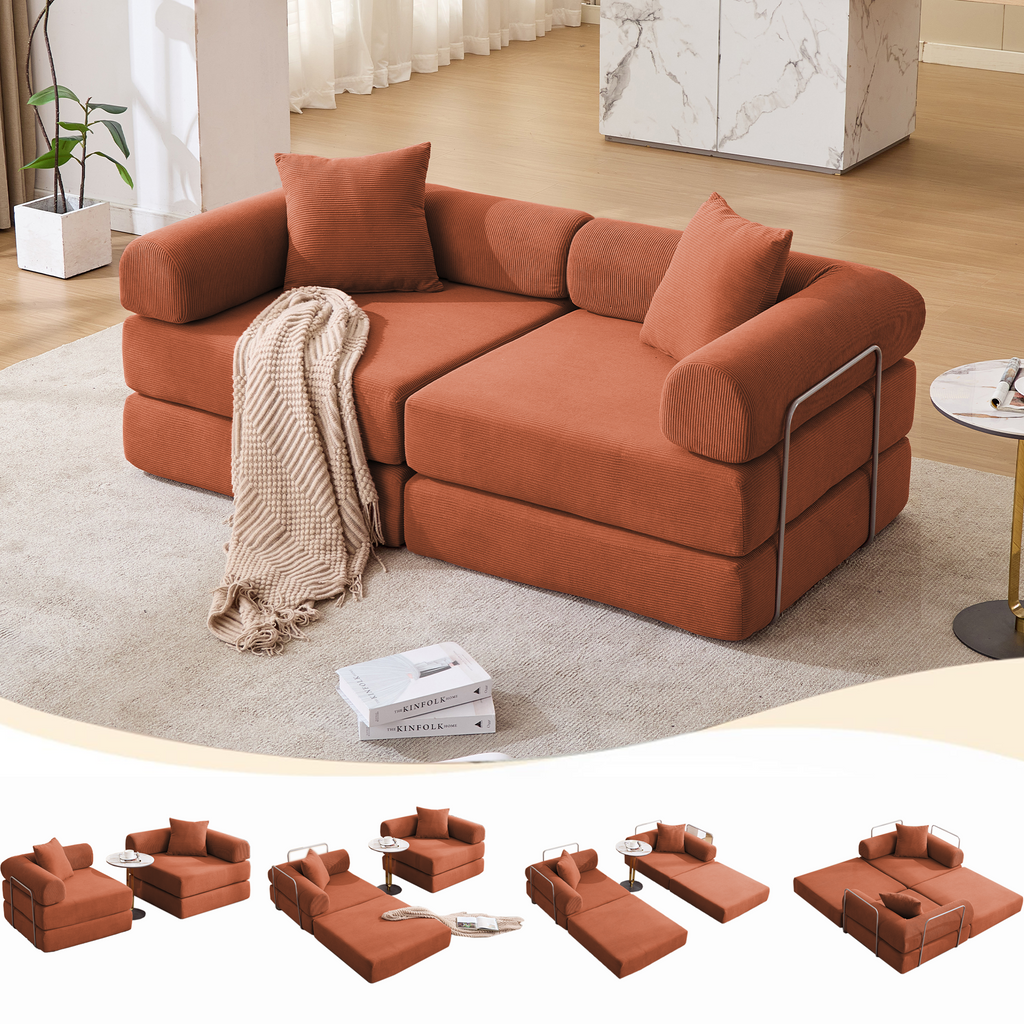 2 Seat Convertible Couch Folding Mattress Couch Sofa Bed