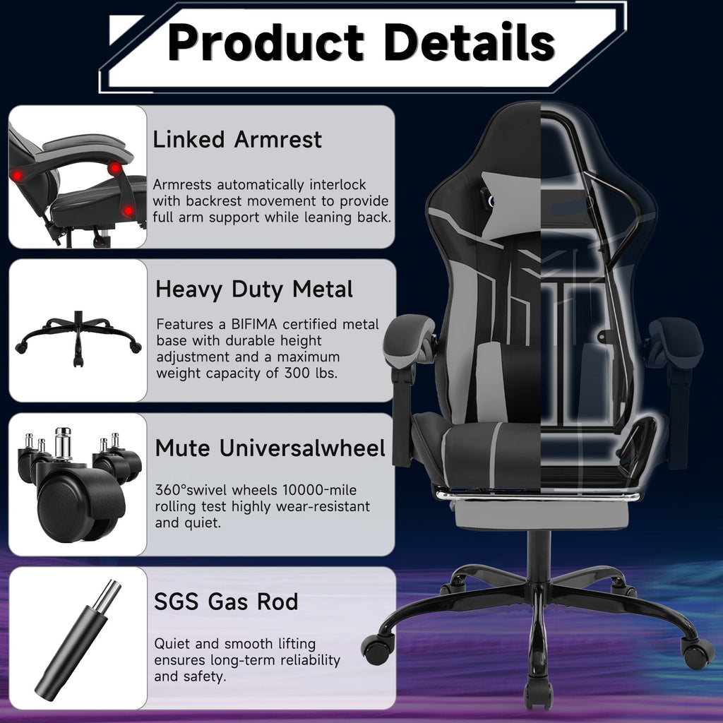 Gaming chair Computer chair Ergonomic chair footrest Office chair lumbarbackrest