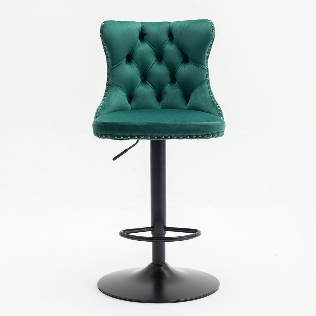 Modern Swivel Velvet Barstools Adjusatble Seat (Set of 2)