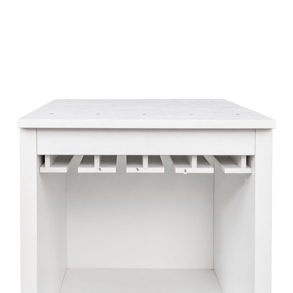White Modular Wine Bar Cabinet with Storage Shelves