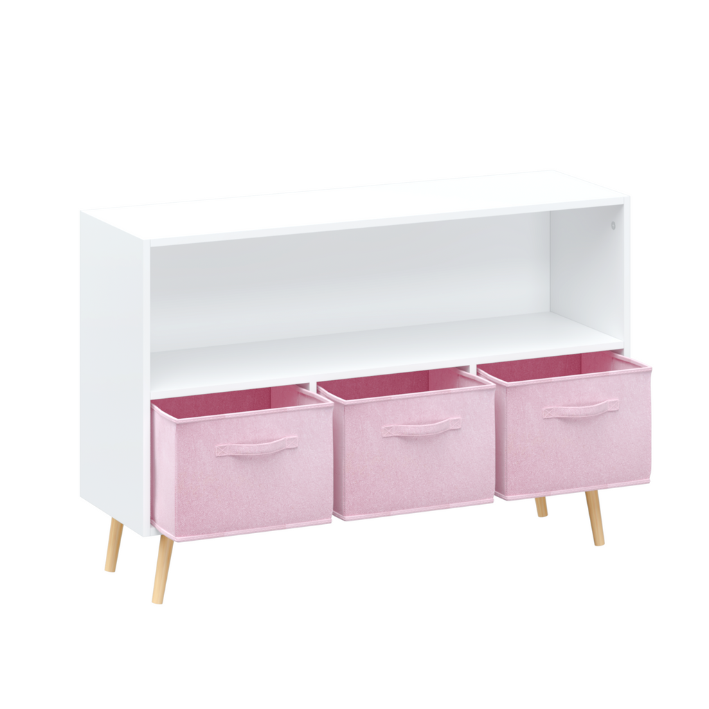 Children's Book Display Kids Bookcase with 3 Fabric Bins